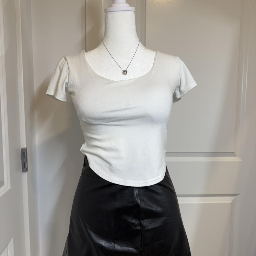 White Flutter Sleeve Crop Top Fitted